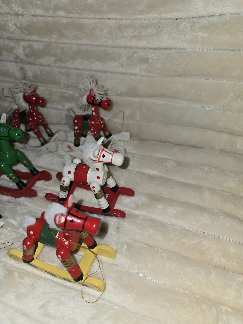 12 Vintage wooden Rocking Horse Christmas Ornaments